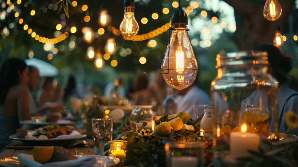 Stół pełen grillowych przysmaków.