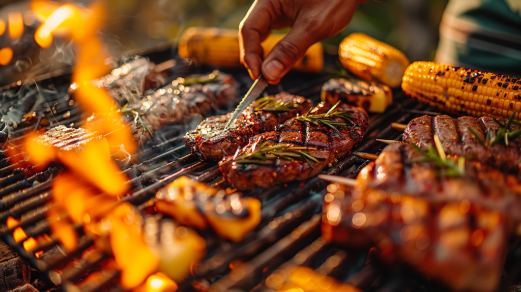 Nacinanie mięsa na grillu.