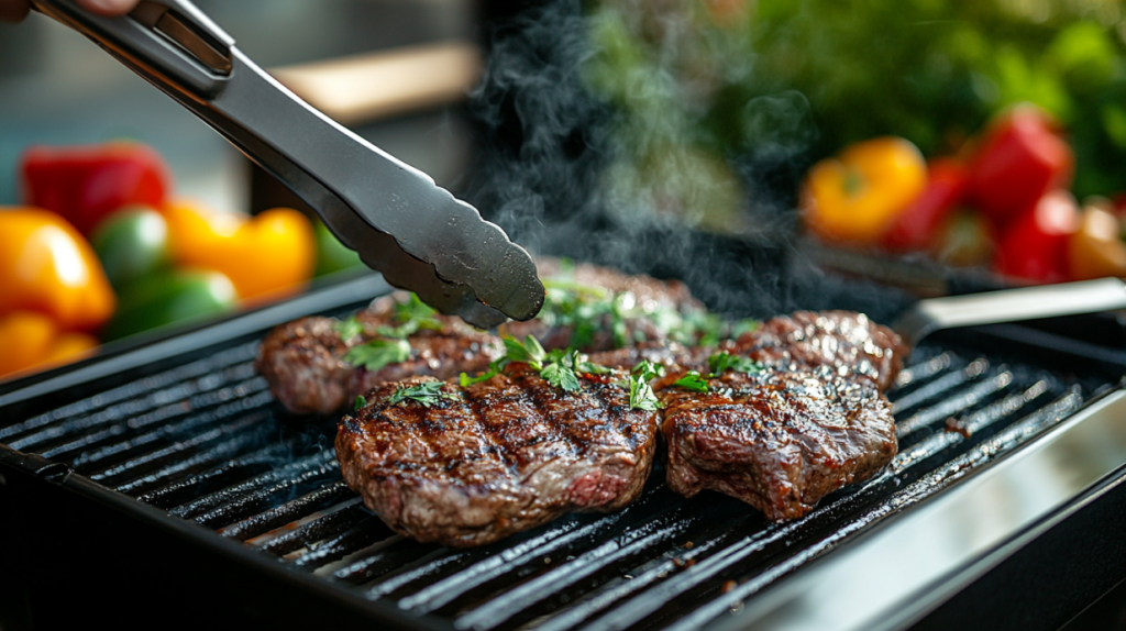 Stek z ziołami na grillu elektrycznym.