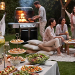 Obraz pokazujący przyjęcie w ogrodzie